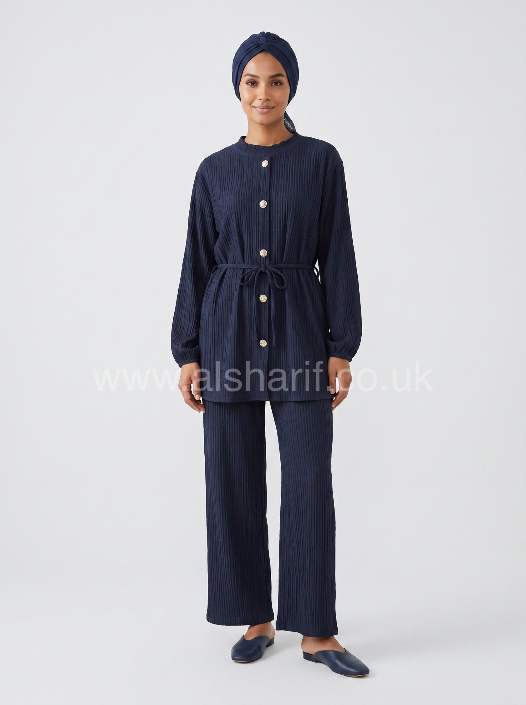 Pleated Co-Ord Two Piece Set with Wide Leg Trousers