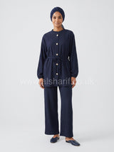 Pleated Co-Ord Two Piece Set with Wide Leg Trousers