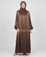 2 Piece Set Crinkled Silk Abaya Dress