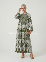 Button Front Roll Sleeve Summer Dress