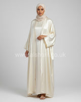 2 Piece Set Crinkled Silk Abaya Dress