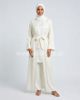 Satin Maxi Cardigan with Belt 2 Side Pockets