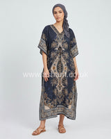 Printed Drawstring Kaftan Dress