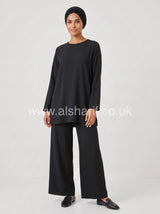 Belted Crepe Co-Ord Set with Wide Leg Trousers