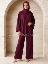 Ribbed Knit Two-Piece Co-Ord Trousers Set