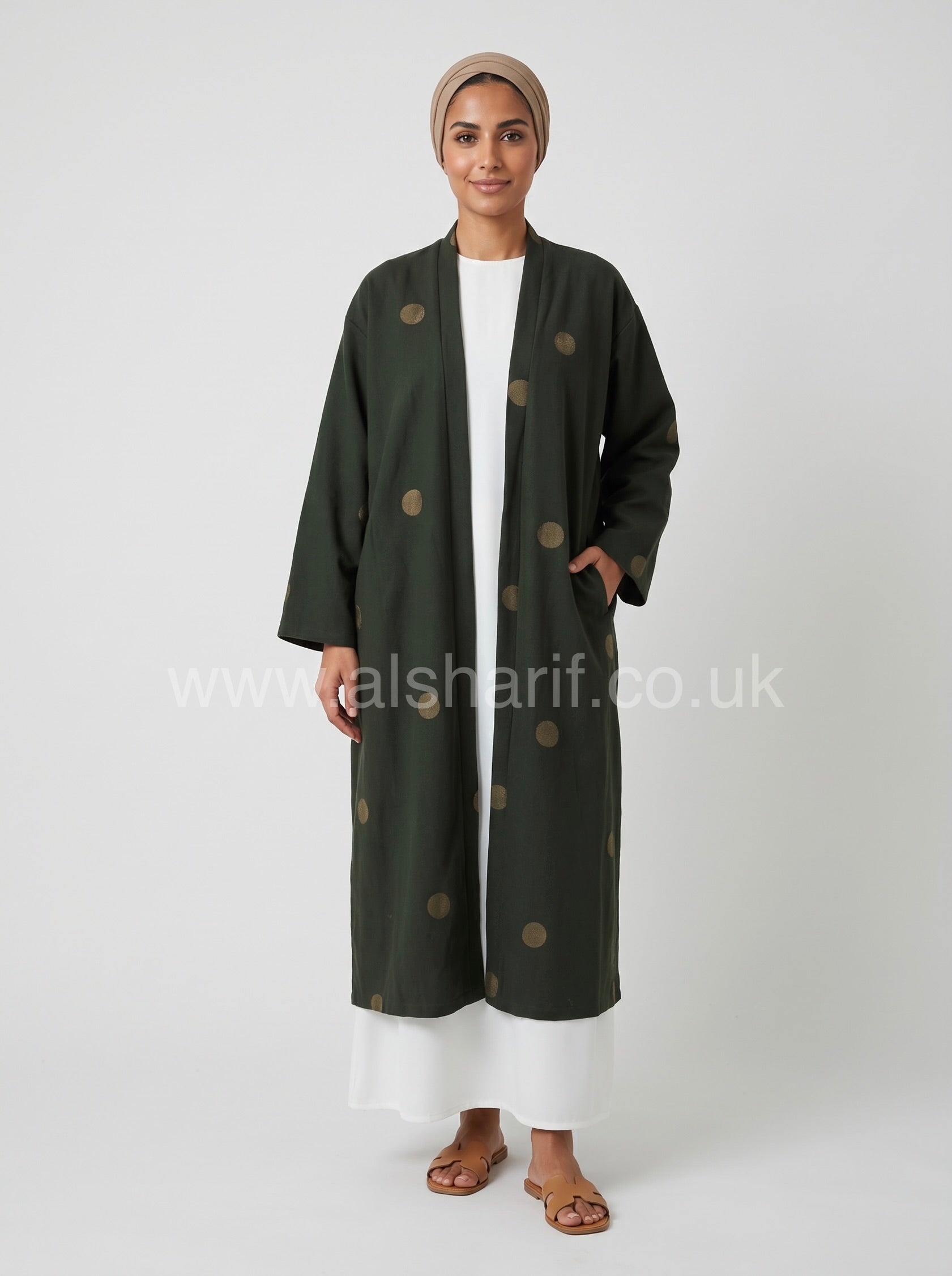 Embroidered Open Abaya Coat