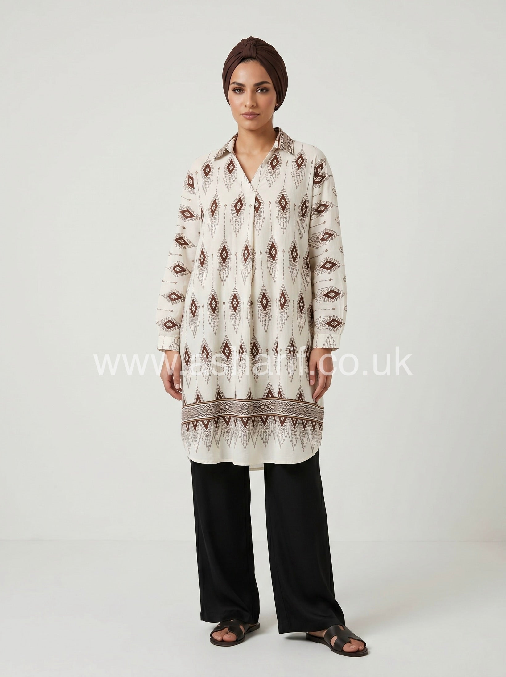 Geometric Print Wide Tunic Top