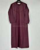 Burgundy Silky Boys Thobe Jubba Collarless with Zip Size 44