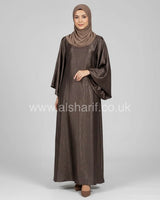 Crinkled Satin Lace Up Back Abaya Dress