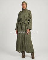 Floral Jacquard 2 Piece Abaya Dress Set