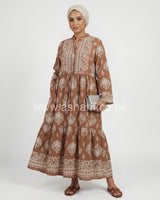 Printed Button Tiered Summer Maxi Dress
