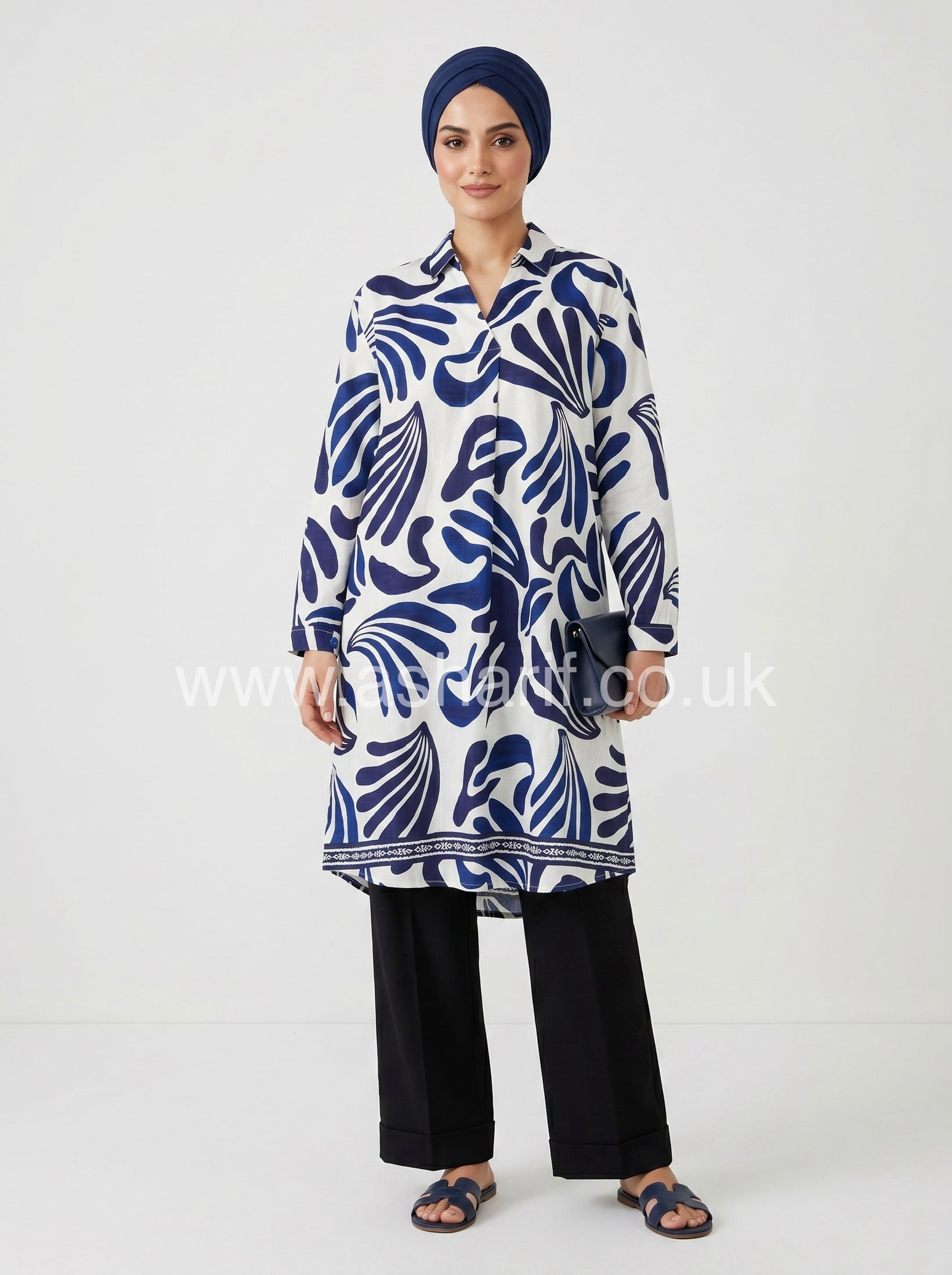Oversized Abstract Print Tunic Top