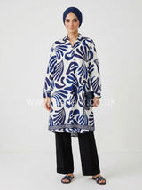 Oversized Abstract Print Tunic Top