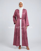 Satin Maxi Cardigan with Belt 2 Side Pockets