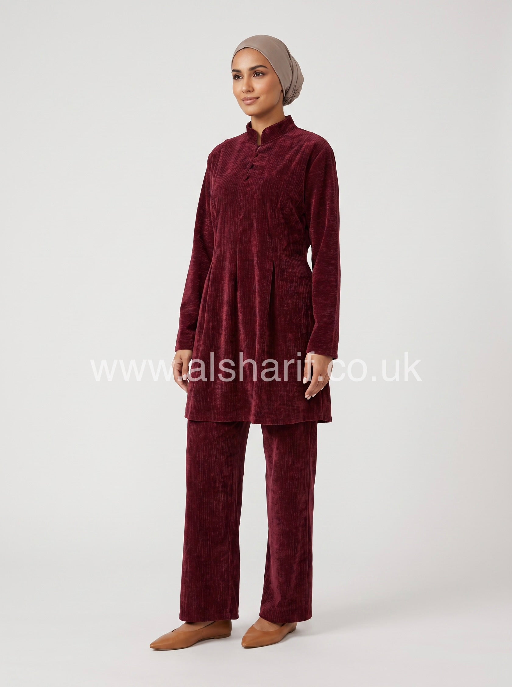 2 Piece Velvet Pleated Co-Ord Trouser Set with Belt