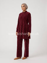 2 Piece Velvet Pleated Co-Ord Trouser Set with Belt