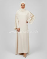 Rhinestone Gold Shoulder Satin Abaya Dress