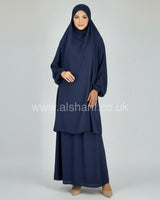 Two Piece Satin Jilbab Set (Khimar + Skirt)