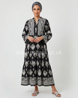 Printed Button Tiered Summer Maxi Dress