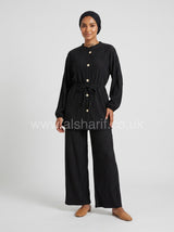 Pleated Co-Ord Two Piece Set with Wide Leg Trousers