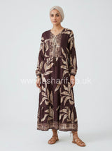 Leaf Print Tiered Summer Dress