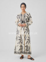 Leaf Print Tiered Summer Dress
