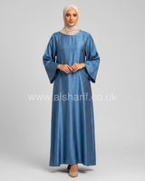 Crinkled Satin Lace Up Back Abaya Dress