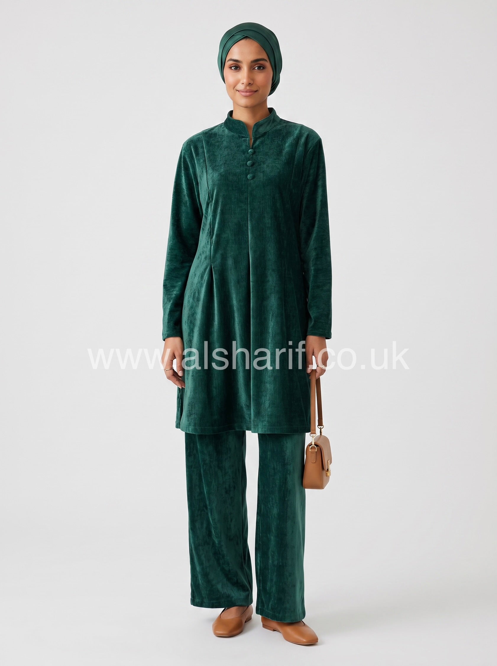 2 Piece Velvet Pleated Co-Ord Trouser Set with Belt