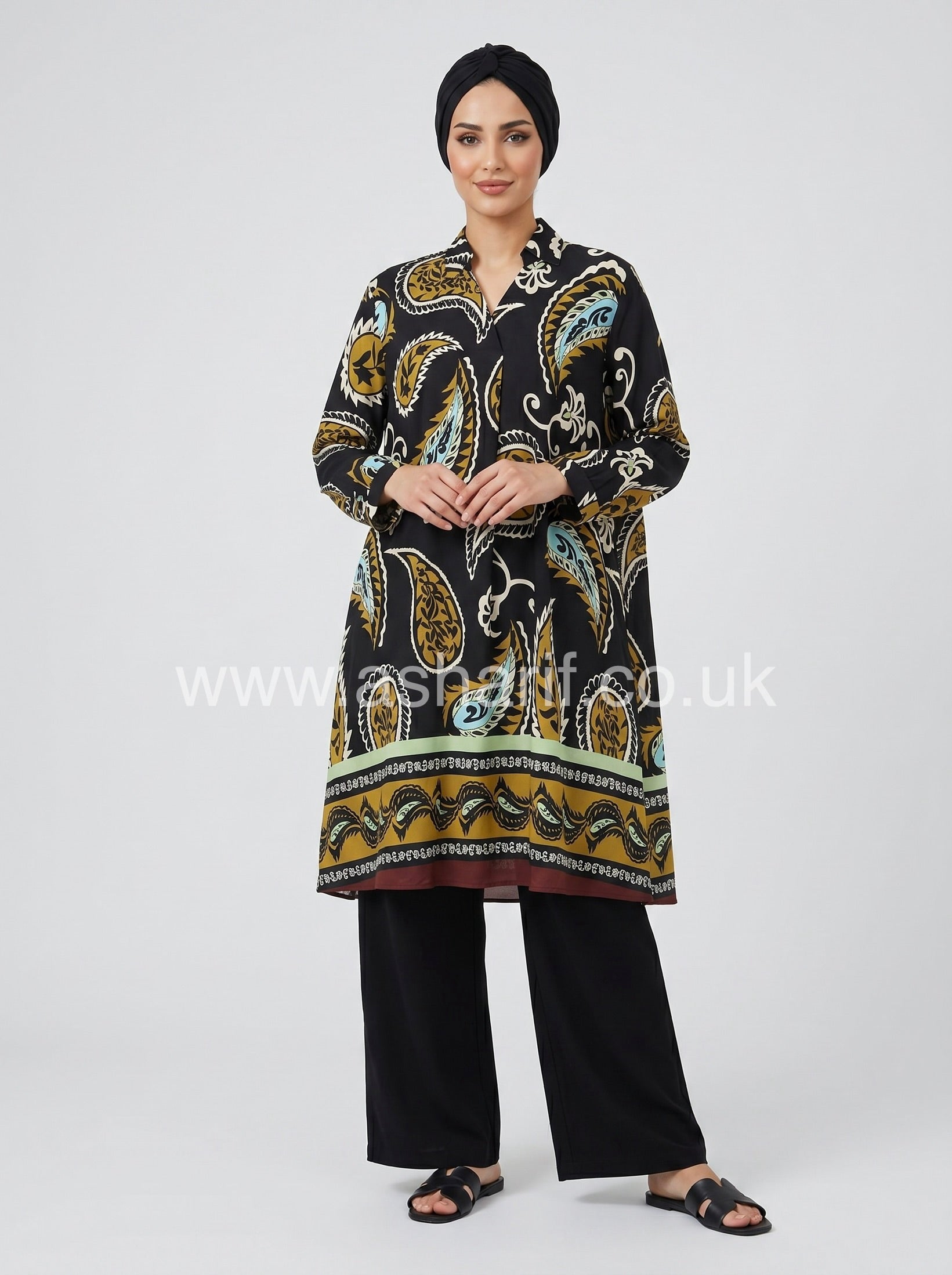Paisley Print Wide Tunic Top