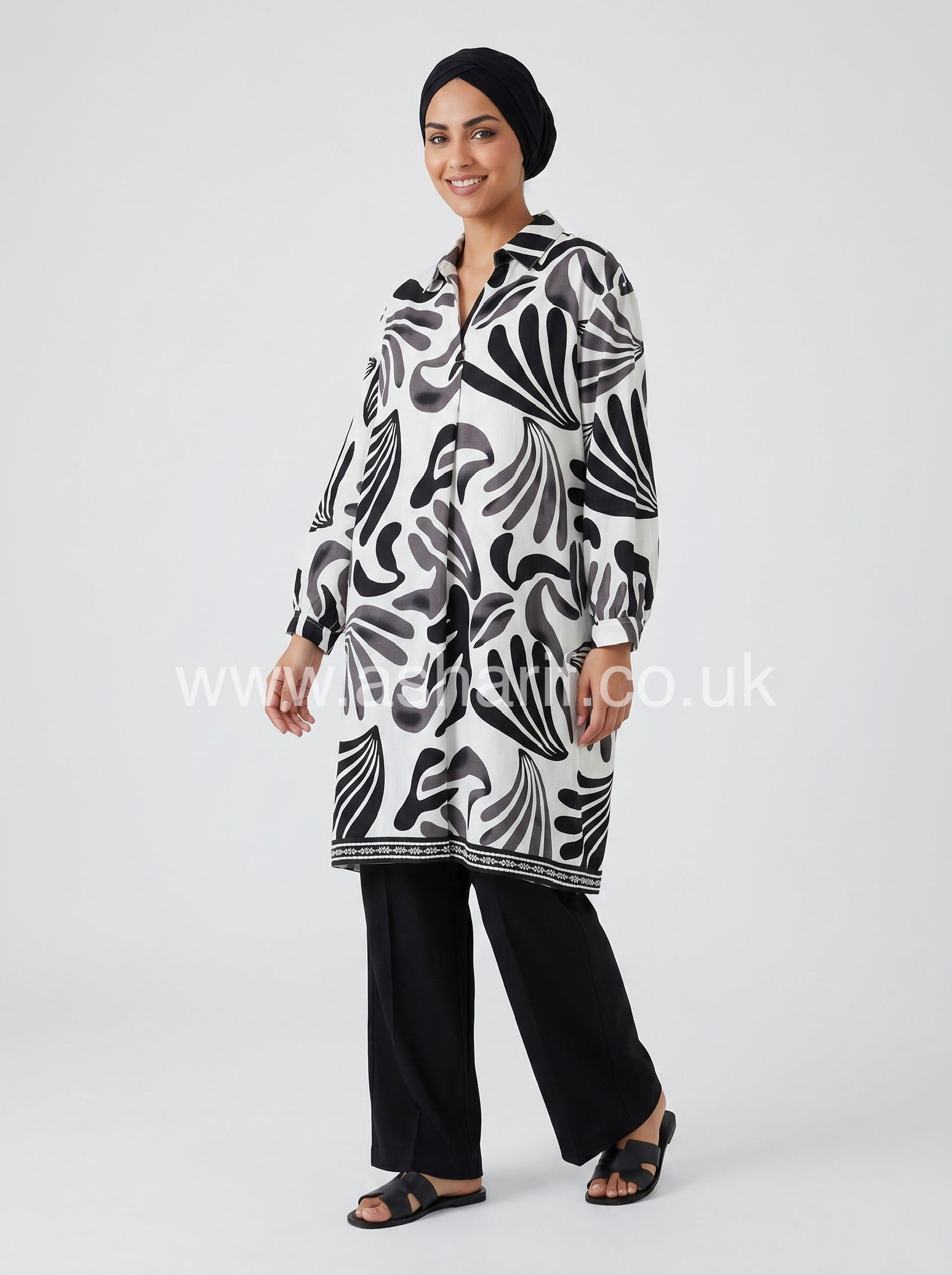 Oversized Abstract Print Tunic Top