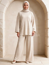 Ribbed Knit Two-Piece Co-Ord Trousers Set