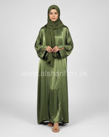 2 Piece Set Crinkled Silk Abaya Dress