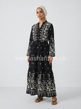 Summer Button Front Drawstring Maxi Dress