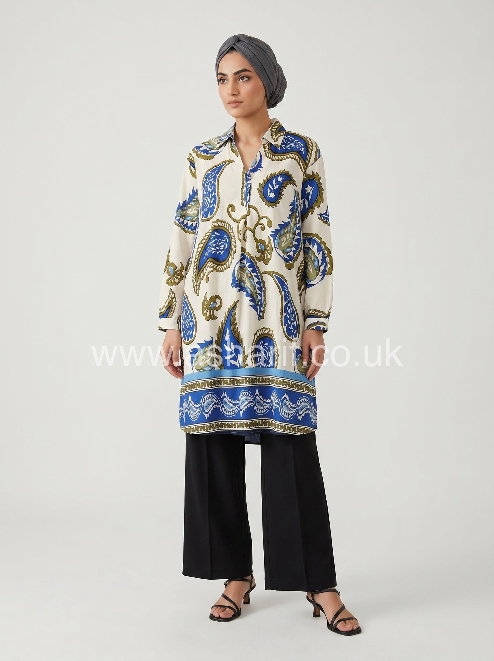 Paisley Print Wide Tunic Top
