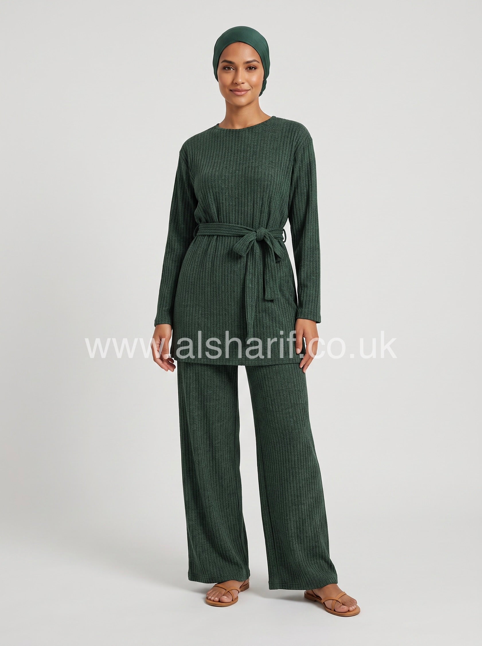 2 Piece Knitted Co-Ord Trouser Set with Belt