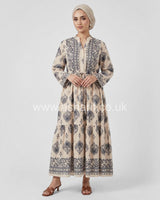 Printed Button Tiered Summer Maxi Dress