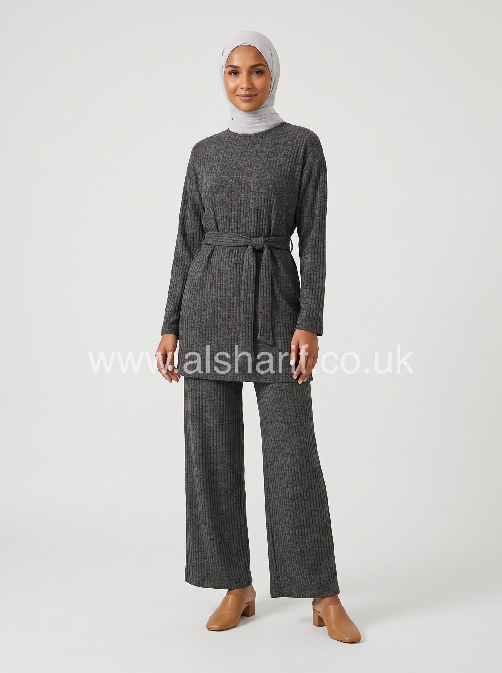 2 Piece Knitted Co-Ord Trouser Set with Belt