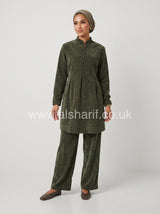 2 Piece Velvet Pleated Co-Ord Trouser Set with Belt
