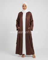 Satin Maxi Cardigan with Belt 2 Side Pockets