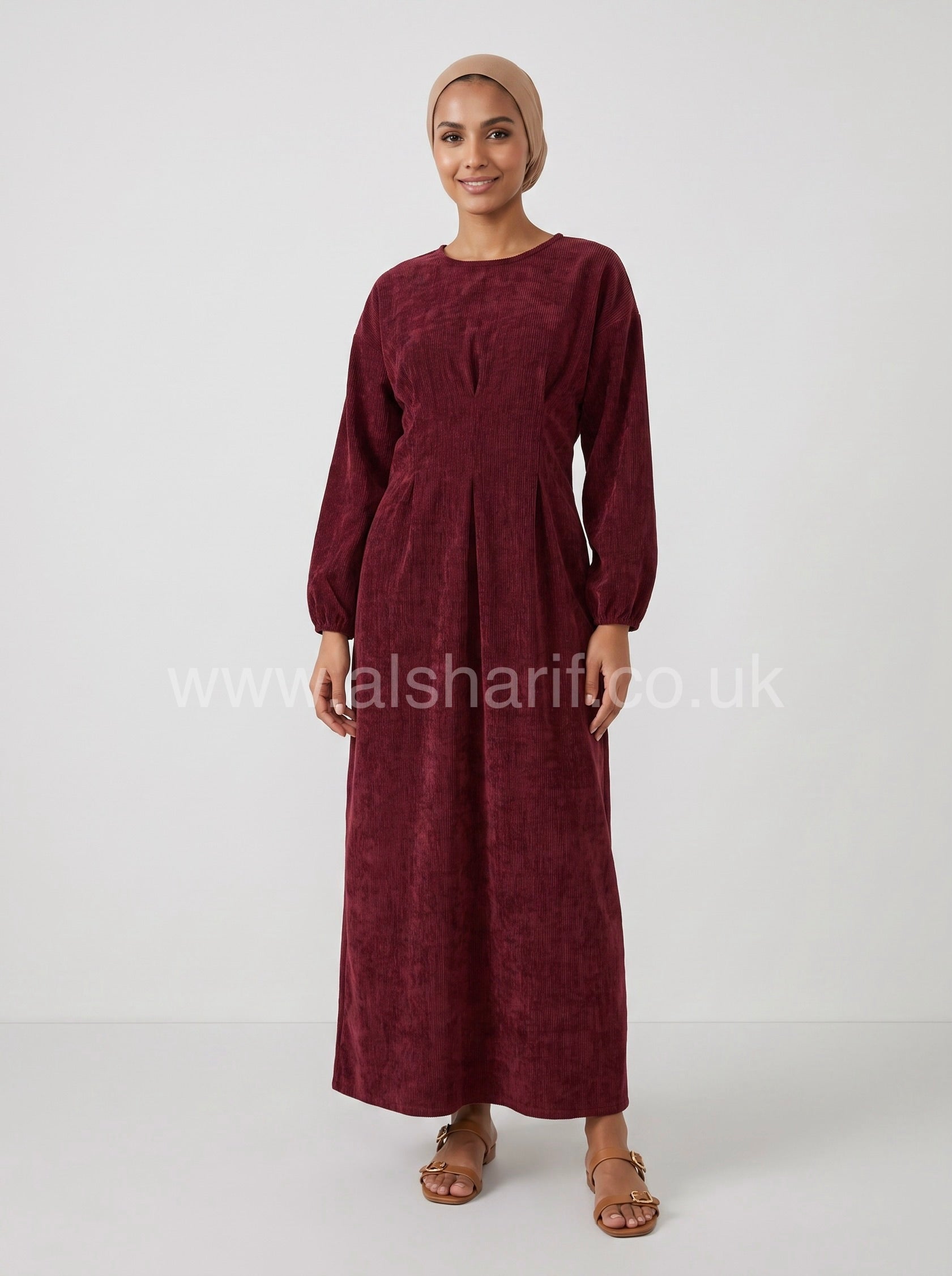 Velvet Pleated Waist Maxi Dress