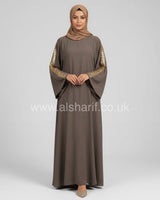 Rhinestone Gold Shoulder Satin Abaya Dress