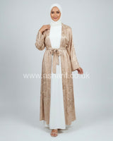Satin Maxi Cardigan with Belt 2 Side Pockets