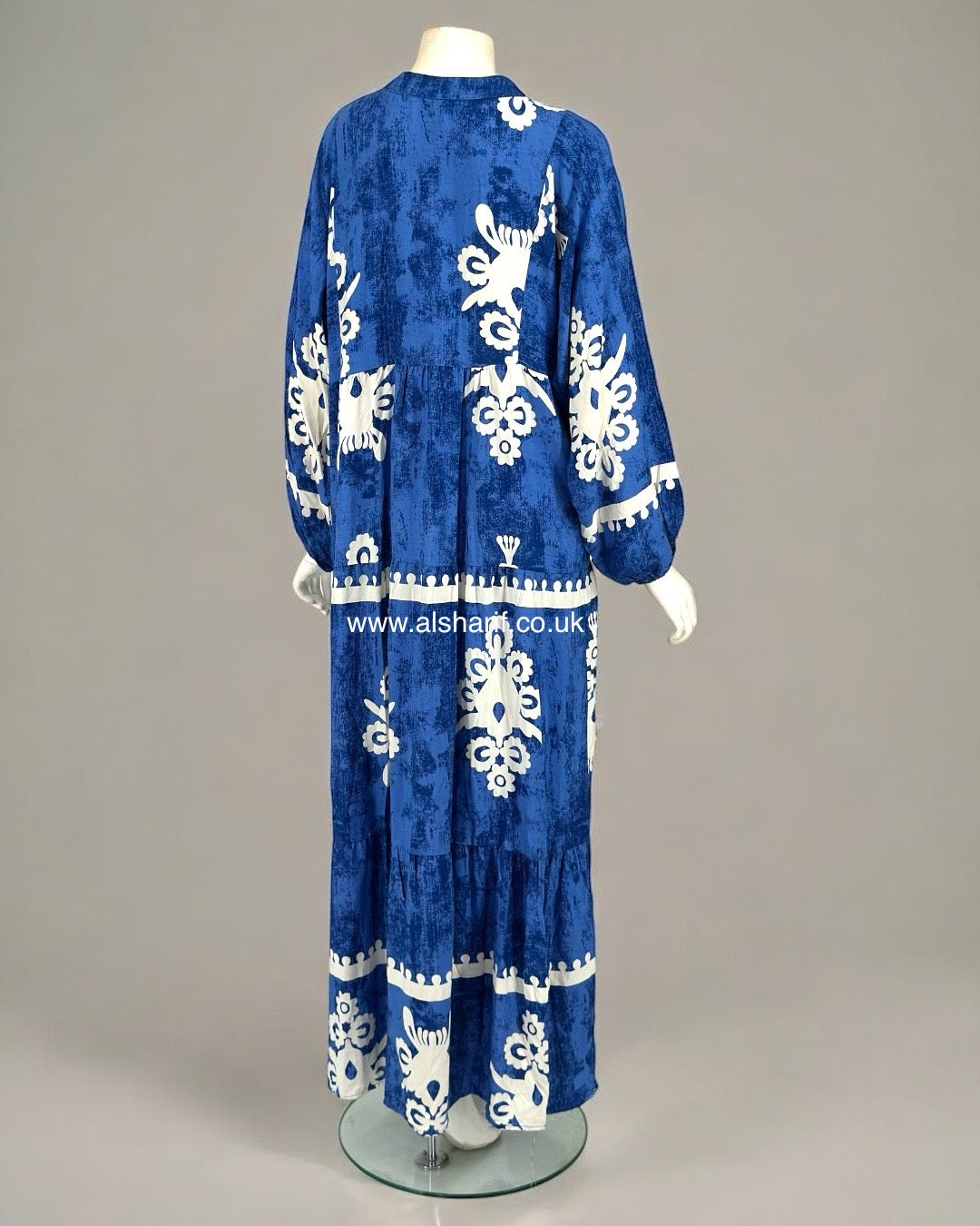 Blue Buttoned Cotton Abaya Dress