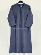 Grey Silky Boys Thobe Jubba Collarless With Buttons & Tassel Size 40
