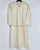 Cream Silky Boys Thobe Jubba Collarless with Zip Size 38