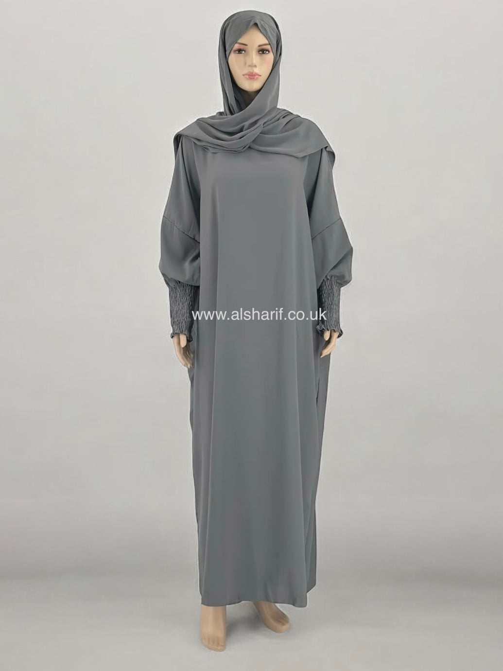 Wide Silk Abaya Jilbab With Attached Hijab