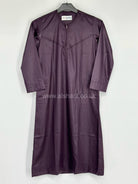 Dark Purple Silky Boys Thobe Jubba Collarless with Zip Size 40