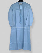 Light Blue Silky Boys Thobe Jubba Collarless with Tassel & Zip Size 38