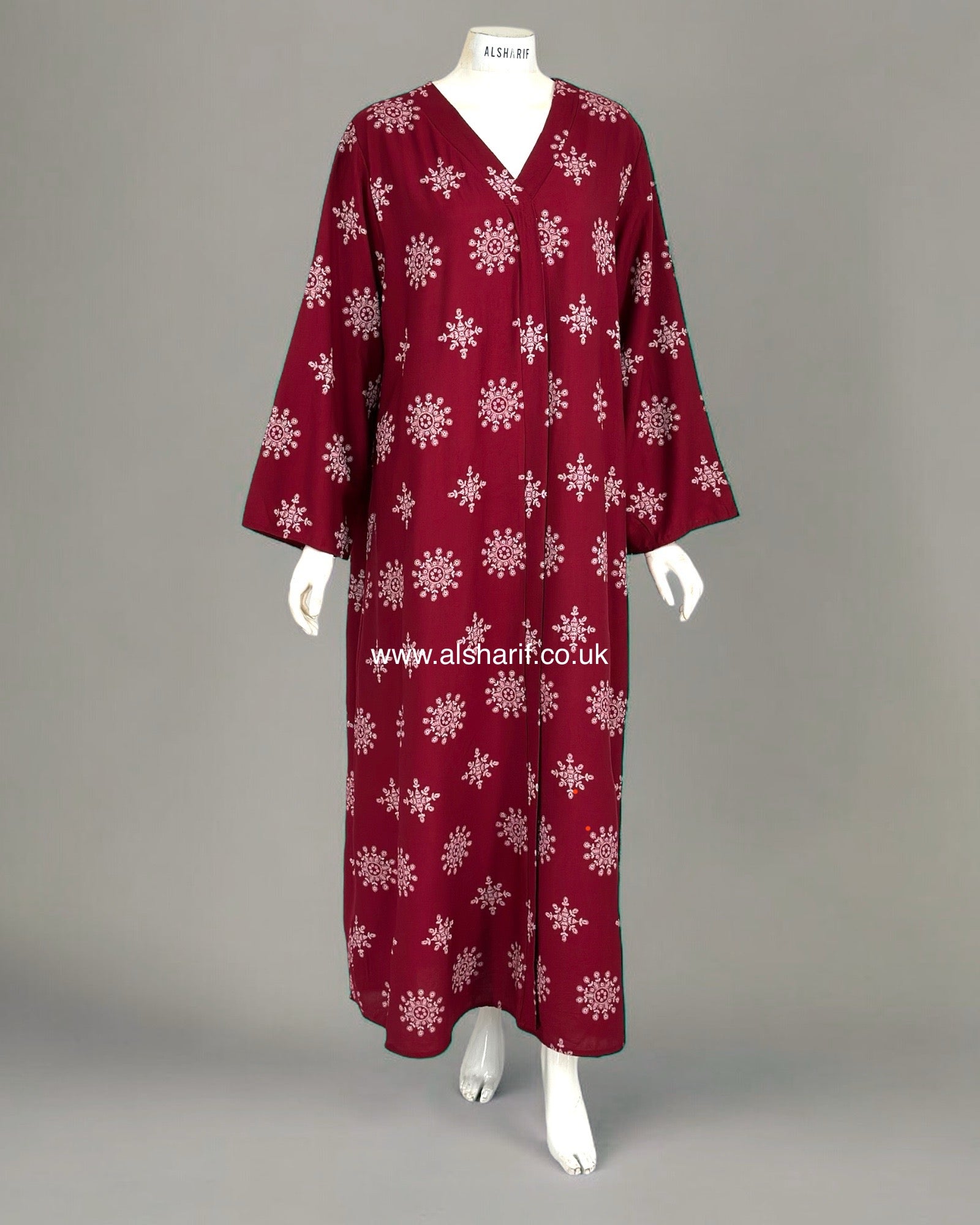 Burgundy Viscose Maxi Dress AL SHARIF 