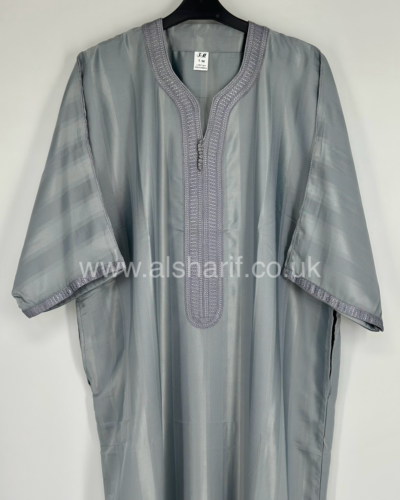 Grey Moroccan Thobe Jubba Gandoura M13 – AL SHARIF STORE